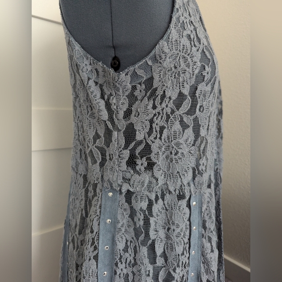 Grey Blue Lace Duster Vest - XL - Picture 3 of 7